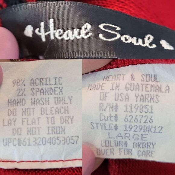 Vintage 90s Red Knit Top V-Neck Kimono Sleeve L Black Striped Empire Tie Back - Picture 3 of 10